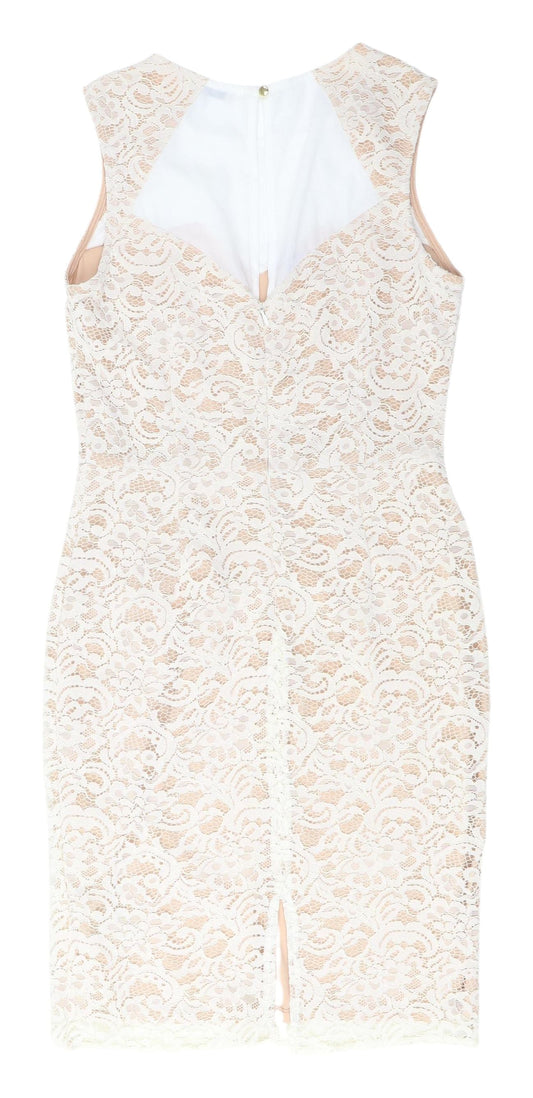 Oasis Ivory Lace Sheath Dress - Women, Size 12