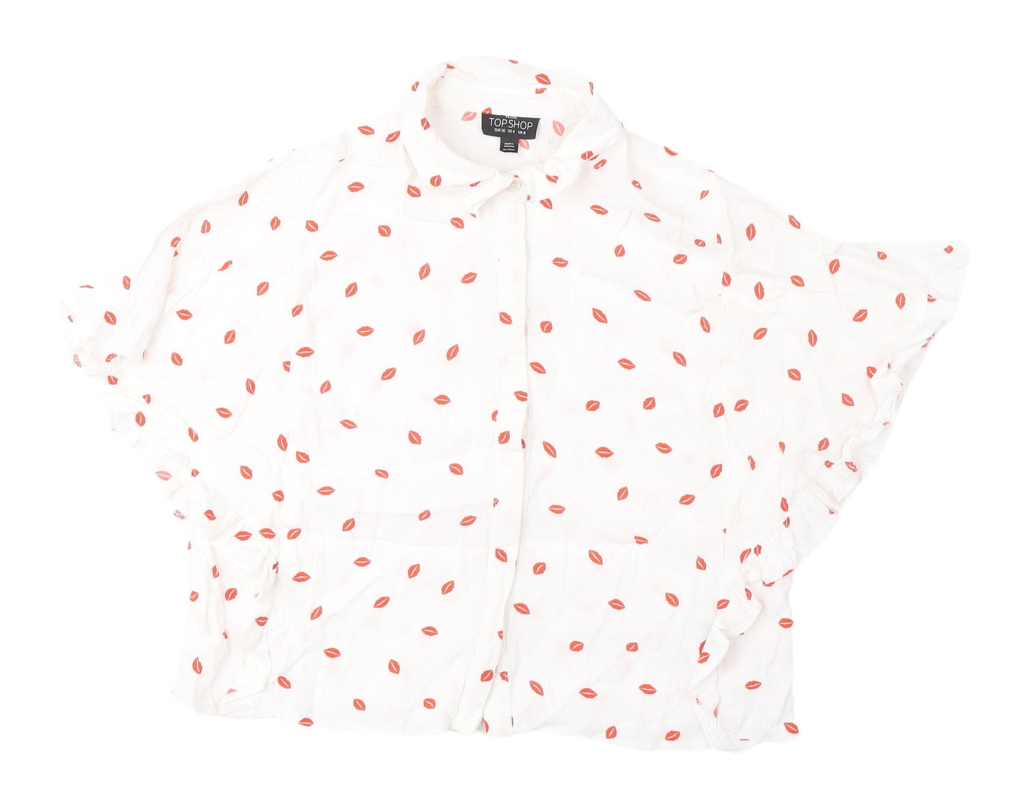 Topshop Women’s White Blouse UK 8 with Button Accents
