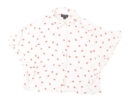 Topshop Women’s White Blouse UK 8 with Button Accents