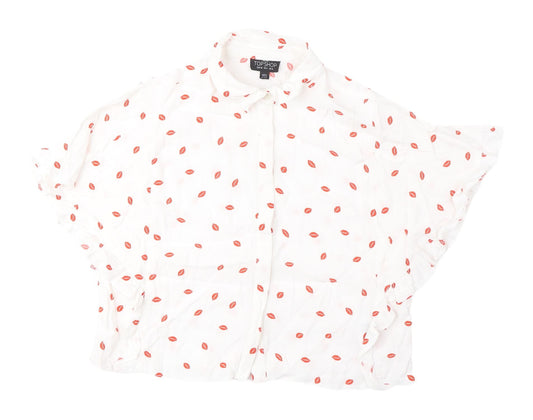 Topshop Women’s White Blouse UK 8 with Button Accents