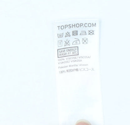 Topshop Women’s White Blouse UK 8 with Button Accents
