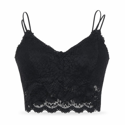 Duufin Black Lace Camisole for Women, Size L, Cropped