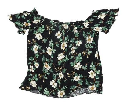 Womens UK Size 10 Dorothy Perkins Black Cropped Blouse