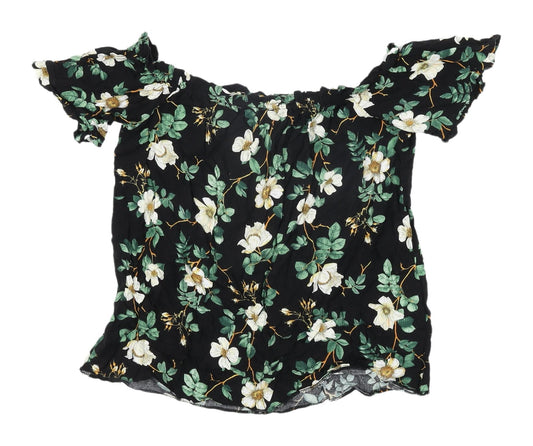 Womens UK Size 10 Dorothy Perkins Black Cropped Blouse