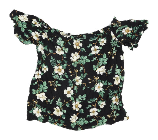 Womens UK Size 10 Dorothy Perkins Black Cropped Blouse