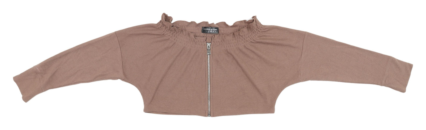 Manière De Voir Brown Cropped Blouse for Women - Size 10