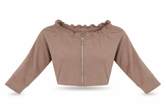 Manière De Voir Brown Cropped Blouse for Women - Size 10