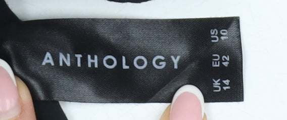 Womens UK Size 14 Anthology Black Basic Blouse