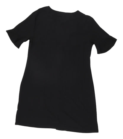 PrettyLittleThing Black V-Neck Shirt Dress Size 10