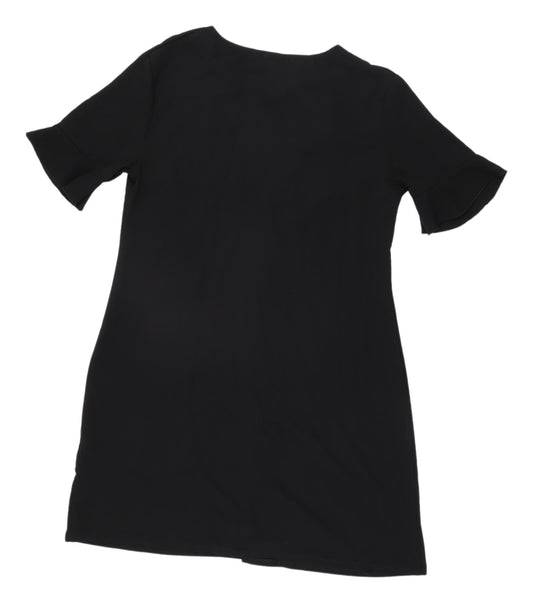 PrettyLittleThing Black V-Neck Shirt Dress Size 10