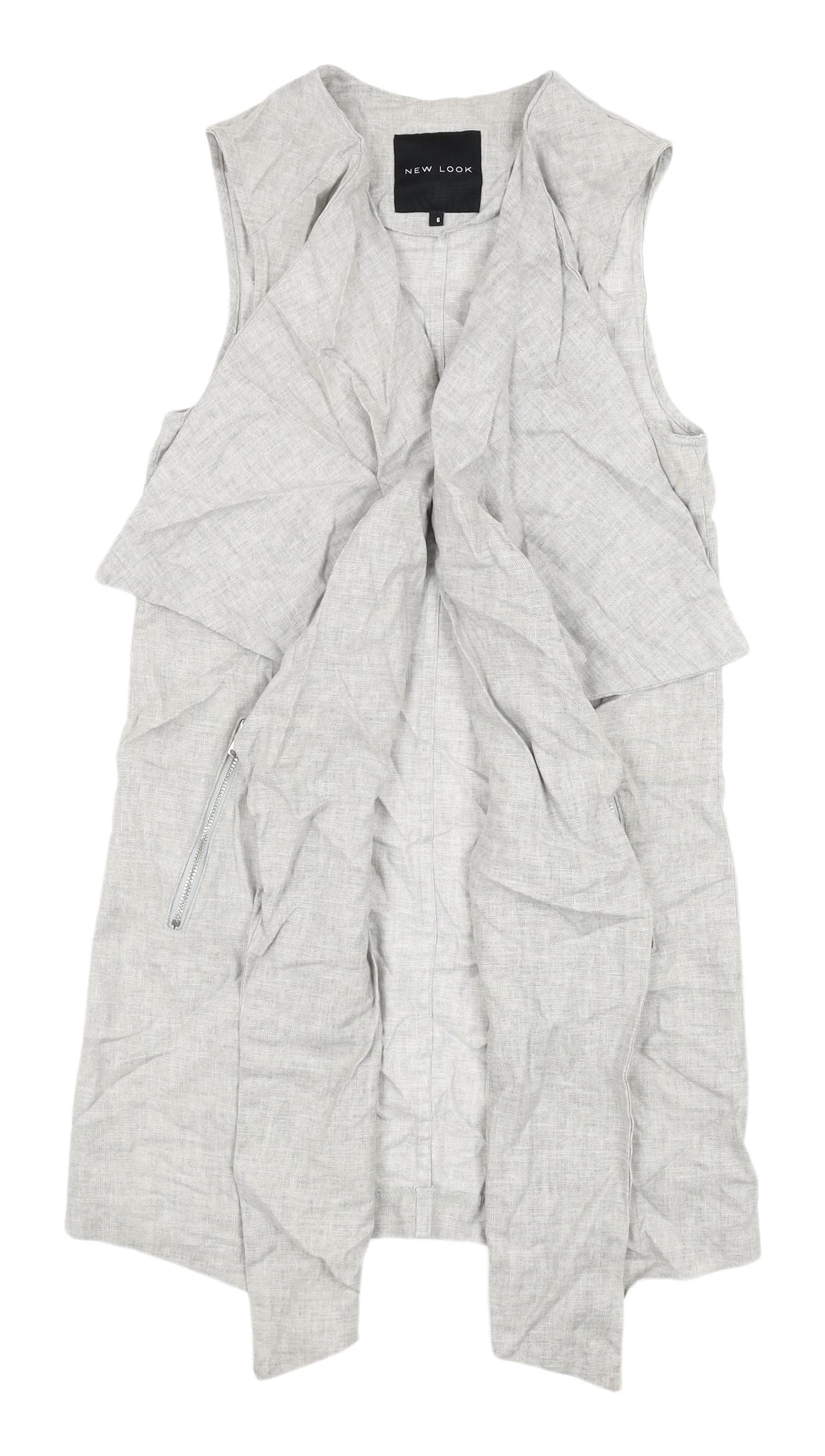 New Look Women's Grey Waistcoat Size 6 Linen Blend