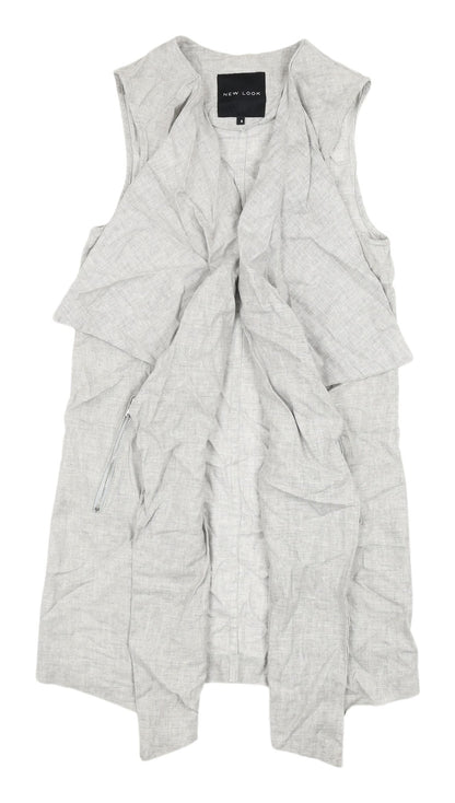New Look Women's Grey Waistcoat Size 6 Linen Blend