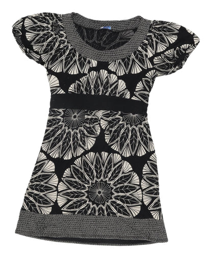 Oasis Women's Geometric Black Shift Dress Size 10
