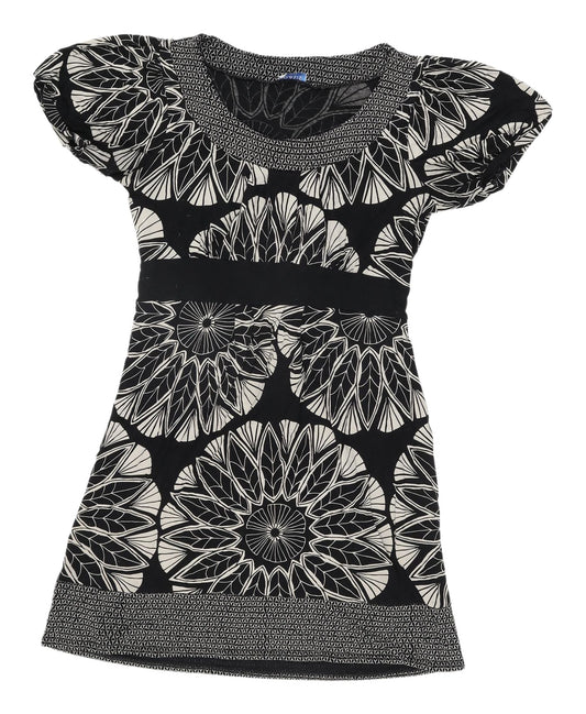 Oasis Women's Geometric Black Shift Dress Size 10