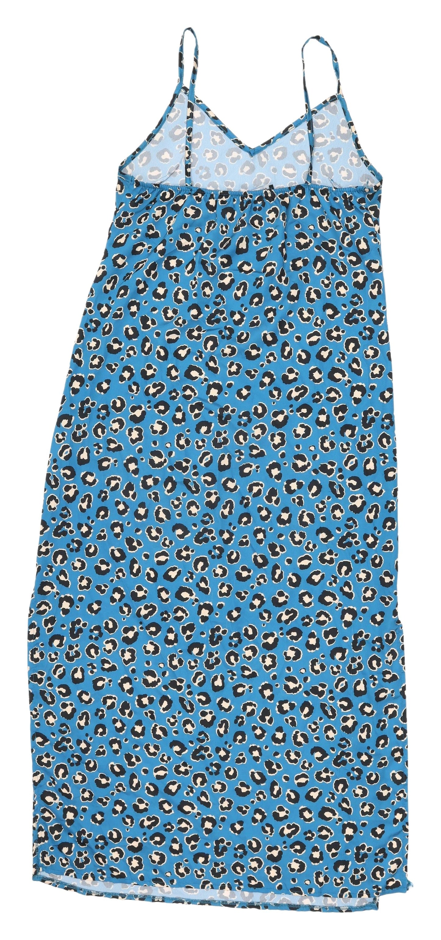 Boohoo Women's Blue Animal Print Slip Dress, Size 14