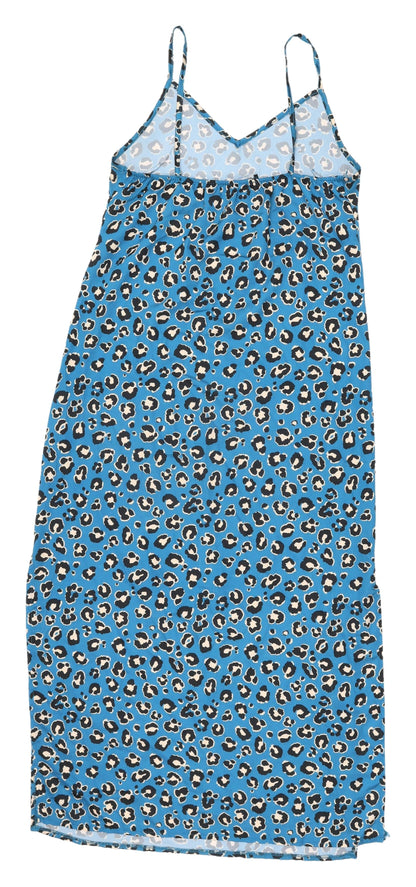 Boohoo Women's Blue Animal Print Slip Dress, Size 14