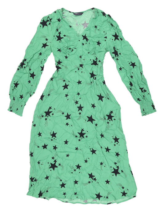 Marks and Spencer Green Star Wrap Dress UK 8