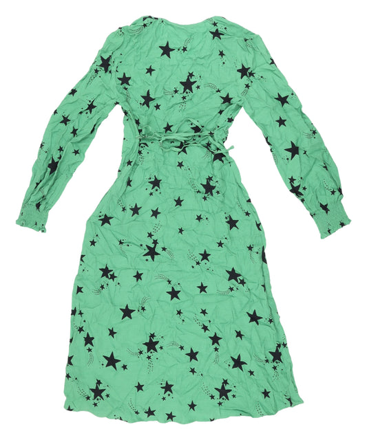Marks and Spencer Green Star Wrap Dress UK 8