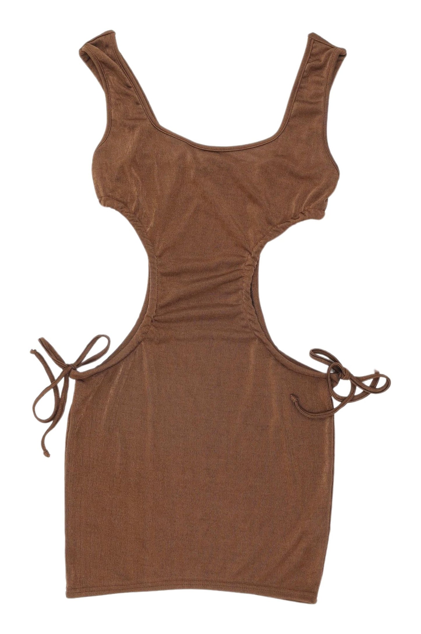 PrettyLittleThing Brown Bodycon Mini Dress, Size 10