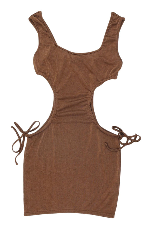 PrettyLittleThing Brown Bodycon Mini Dress, Size 10