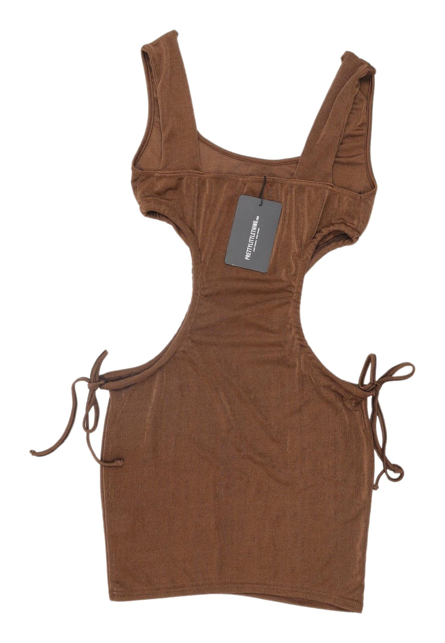 PrettyLittleThing Brown Bodycon Mini Dress, Size 10