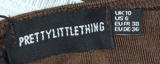 PrettyLittleThing Brown Bodycon Mini Dress, Size 10