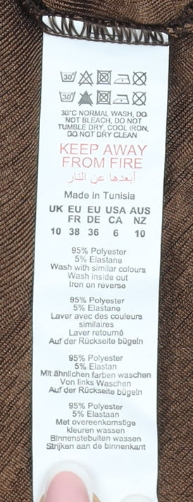 PrettyLittleThing Brown Bodycon Mini Dress, Size 10