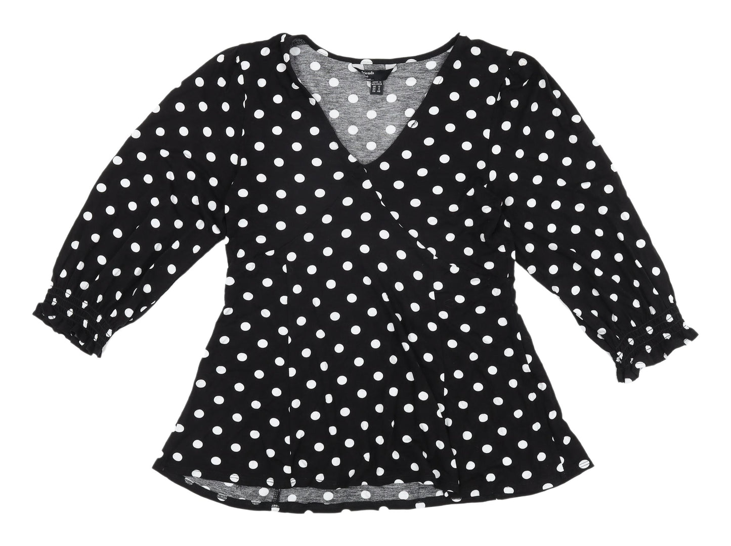 Womens UK Size 12 Friends Like These Black Wrap Blouse