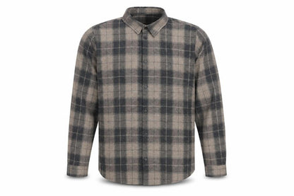 Front view of boohooMAN Men's Brown Check Regular Fit Shirt S