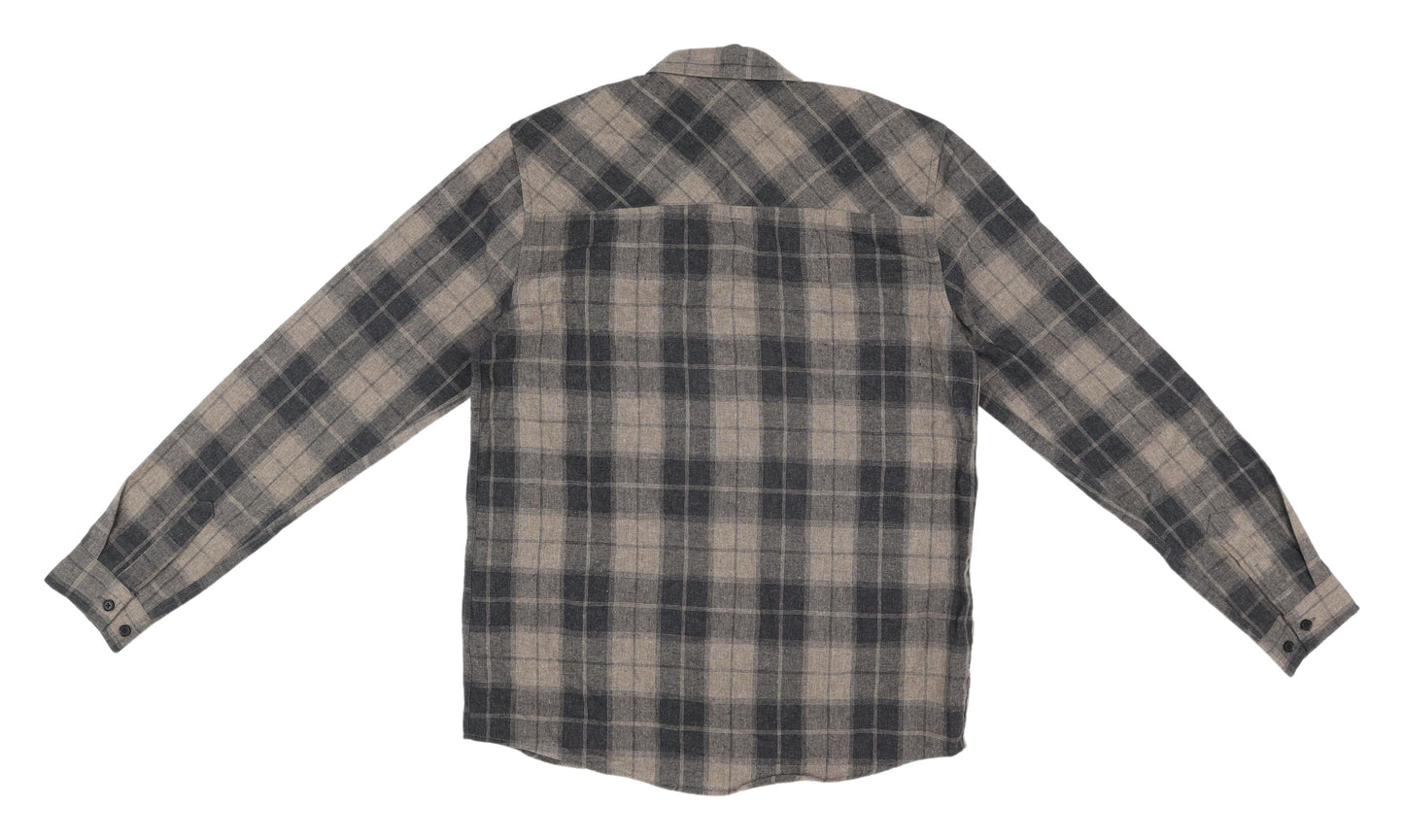 BoohooMAN Men's Brown Check Regular Fit Shirt S
