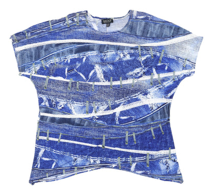Womens UK Size 12 Saloos Blue Tunic T-Shirt