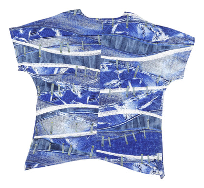 Womens UK Size 12 Saloos Blue Tunic T-Shirt