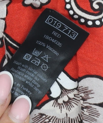 M&Co Women's Red Floral Tunic Blouse Size 14