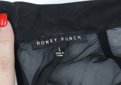 Honey Punch Women's Black Chiffon Blouse, Size L, Classic Style