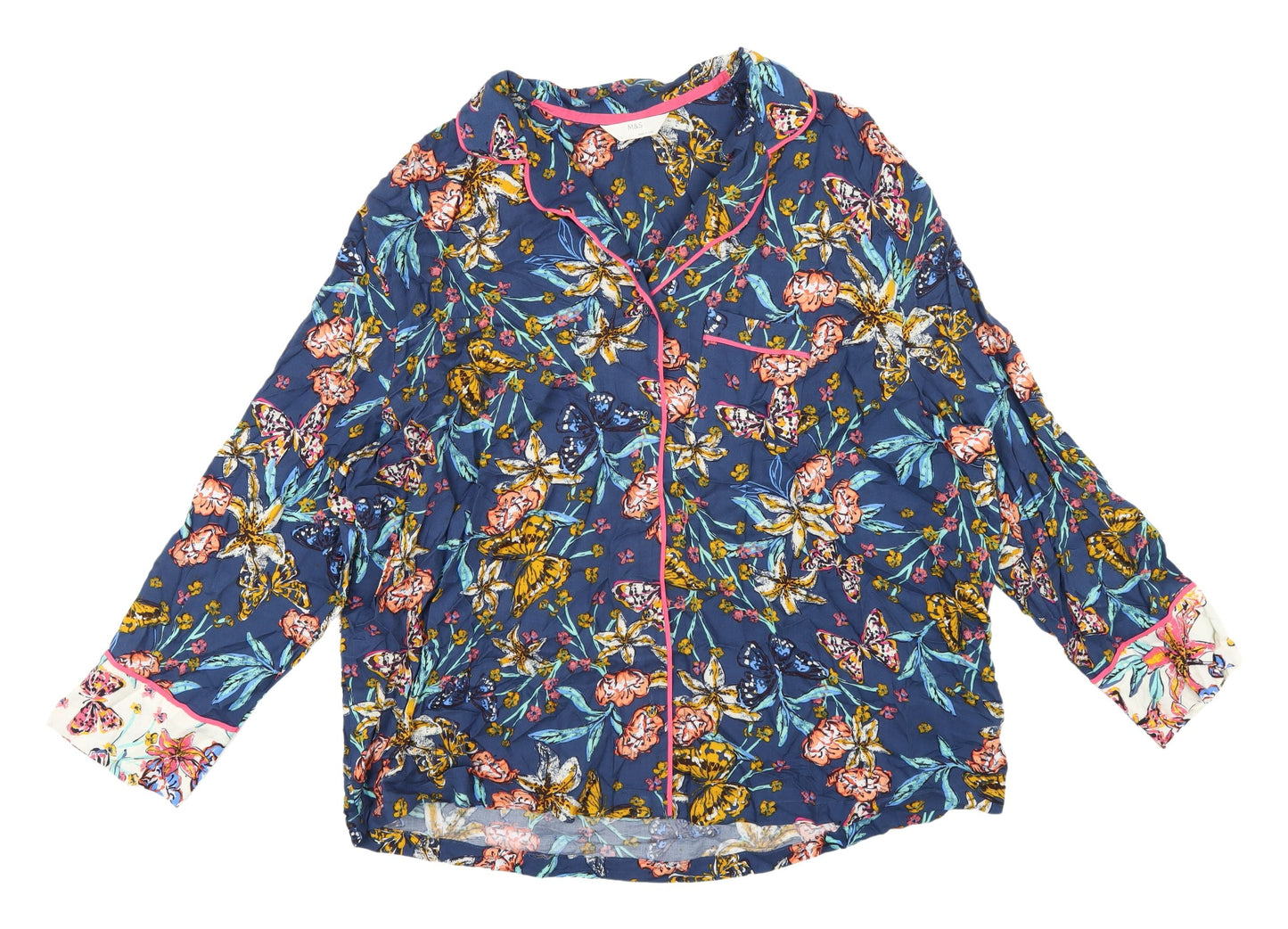 Marks and Spencer Women's Blue Floral Suit Top, Size 12