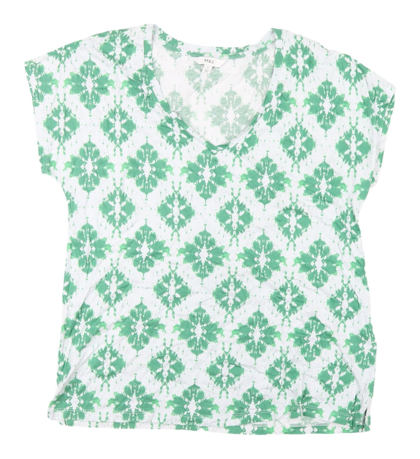 Womens UK Size 14 Marks and Spencer Green Basic T-Shirt