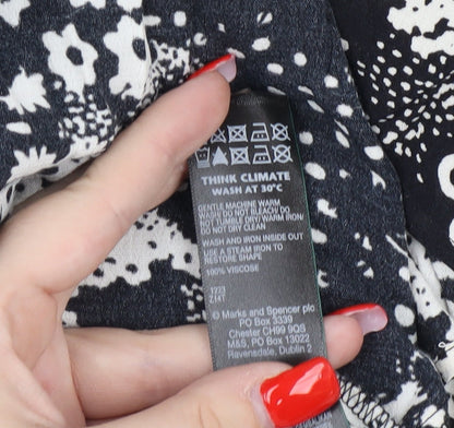 Marks and Spencer Women's Black Floral Midi Dress Size 8