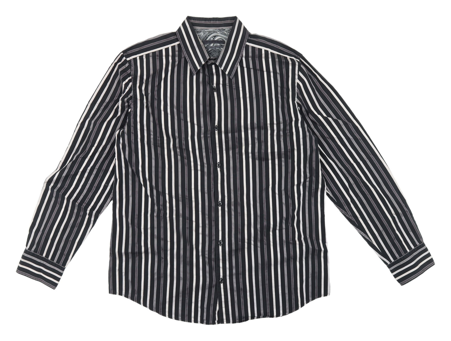 NEXT Menswear Black Striped Long Sleeve Shirt Large