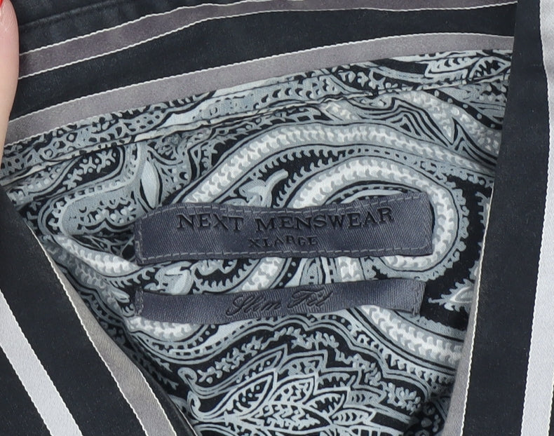 NEXT Menswear Black Striped Long Sleeve Shirt Large
