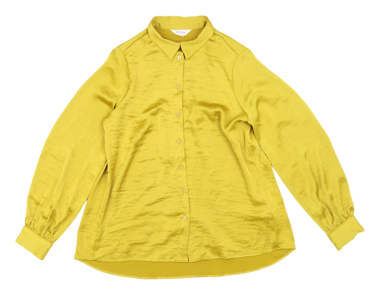 Womens UK Size 8 Per Una Yellow  Button-Up
