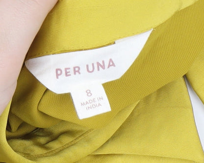 Womens UK Size 8 Per Una Yellow  Button-Up
