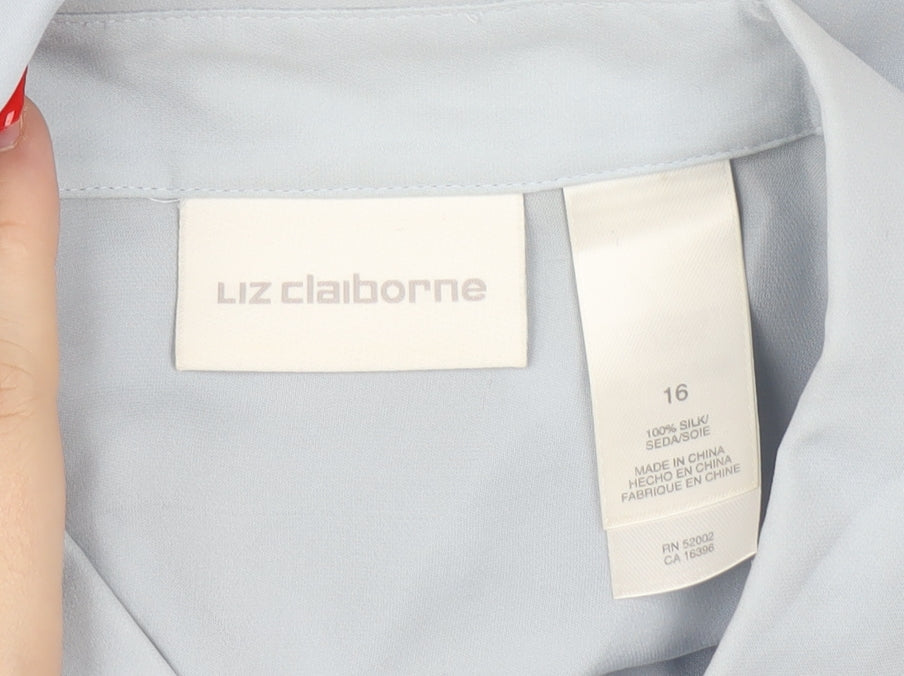 Liz Claiborne Women's Blue Silk Button-Up Shirt 16