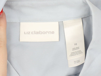Liz Claiborne Women's Blue Silk Button-Up Shirt 16