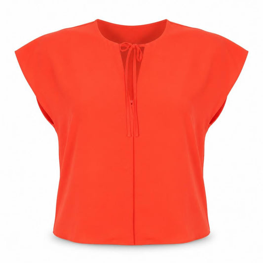 Front view of Marks & Spencer Orange Cap Sleeve Blouse, size 12
