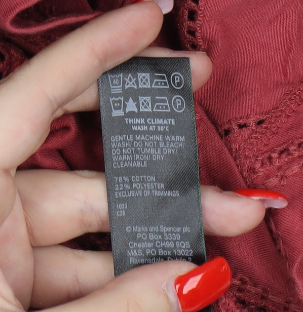 Womens UK Size 12 Marks and Spencer Red Basic T-Shirt