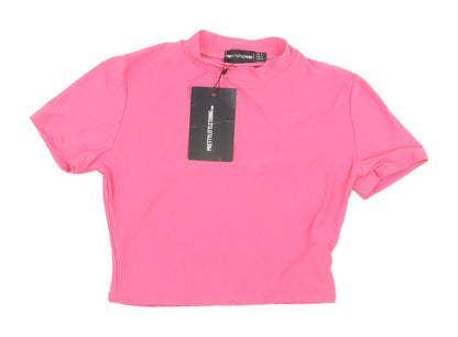 Womens UK Size 6 PRETTYLITTLETHING Pink Cropped T-Shirt