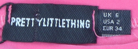 Womens UK Size 6 PRETTYLITTLETHING Pink Cropped T-Shirt