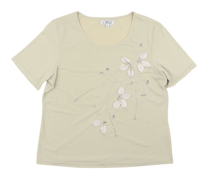 Womens UK Size M Anne Smith Beige Basic T-Shirt