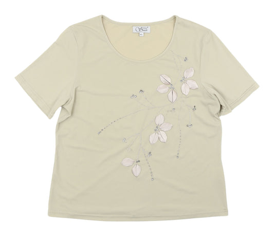 Womens UK Size M Anne Smith Beige Basic T-Shirt