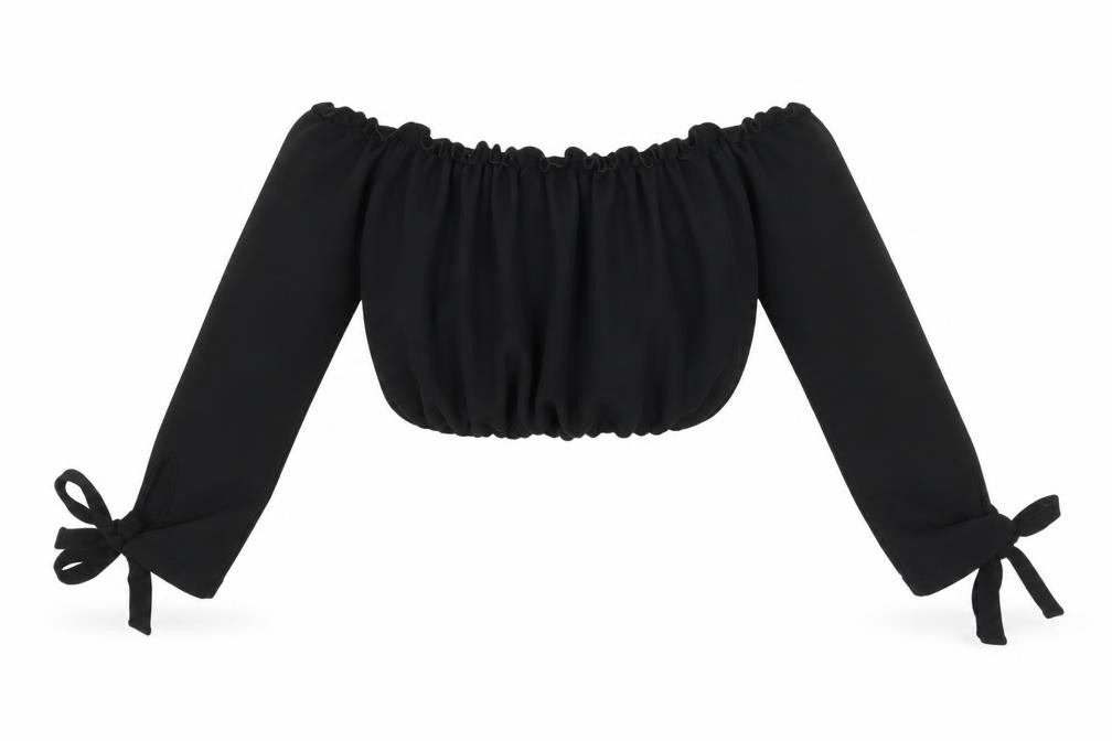 Womens UK Size 10 New Look Black Cropped Blouse